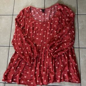 TORRID red orange pattern Blouse Sz 3